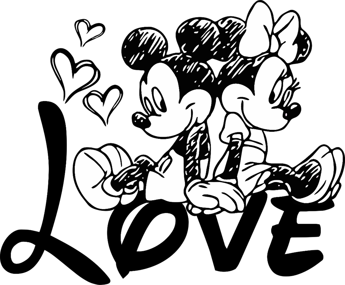 mickey and minnie love dtf transfer