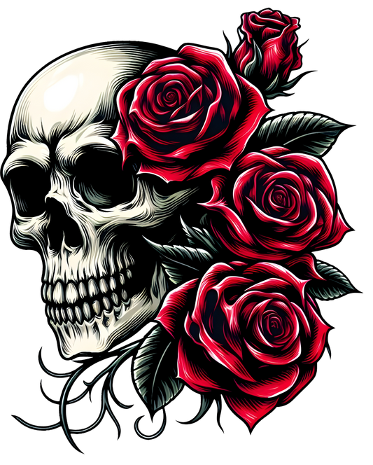 A-skull rose dtf