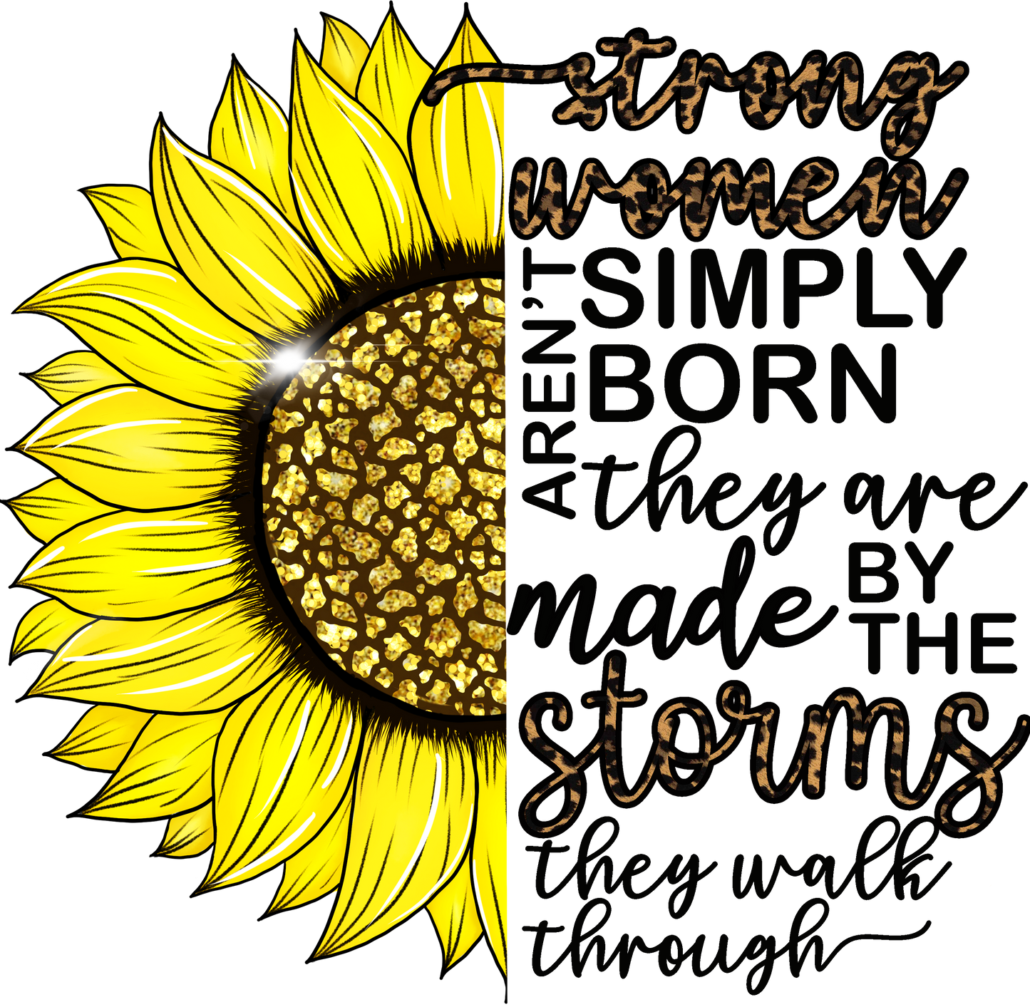 Sunflower strong woman dtf transfer